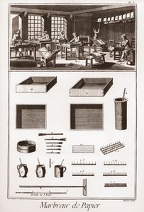 Papel marmoreado - "The Great Encyclopedie, ou Dictionnaire Raisonne des Sciences, des Arts et des Metiers" (Enciclopédia ou Dicionário das Ciências, Artes e Profissões) por Denis Diderot (1713-1784) e Jean d