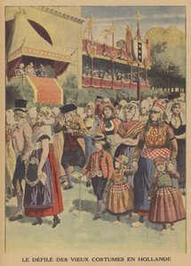 Desfile de trajes tradicionais na Holanda (cor litho) de French School