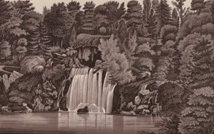 Paris: cascata do Bois de Boulogne (litho) de French School