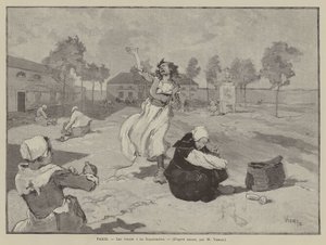 Paris, Les folles a la Salpetriere (gravura) de French School