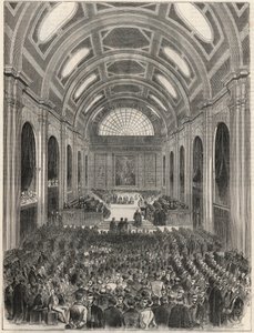 Paris, Palais de Justice - A Salle des pas perdus durante uma cerimónia oficial - Gravação em "Tableau-de-Paris" de Edmond Texier 1852 de French School