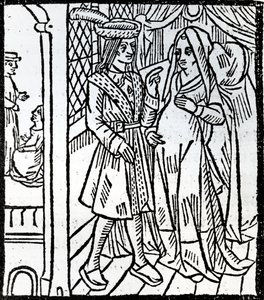Pathelin e Guillemette, da farsa do mestre Pierre Pathelin, c.1465 de French School