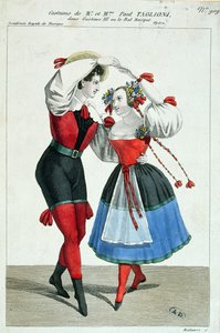 Paul Taglioni (1808-84) e sua esposa Anna Galster dançando em Gustave III, c.1830 de French School