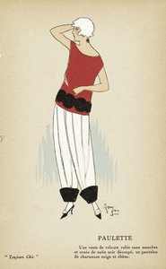 Paulette de Toujours Chic, pub.1921-22 (gravura a stencil) de French School