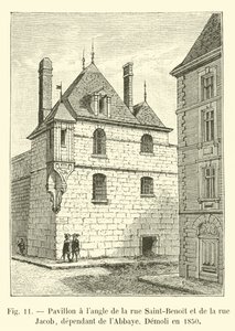 Pavillon um langre da rue Saint-Benoit e rue Jacob, dependendo da Abadia, Demoli em 1850 de French School