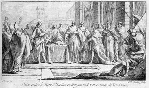 Paz entre Raimundo VII e São Luís 1229 em "Histoire générale de Languedoc" de Joseph Vaissete, Paris de French School