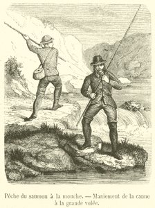 Pesca com mosca para salmão, Manuseamento da cana com a mosca grande (gravação) de French School