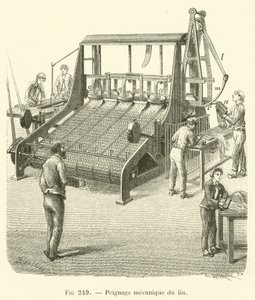Penteação mecânica de linho (gravura) de French School