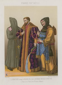 Penitente no tempo de Henrique III com um homem nobre e sacerdote de French School