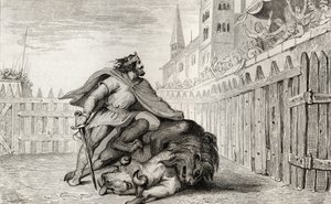 Pepino III (714-68) O Breve com o Leão e o Touro, de &39;Histoire de France&39; de Colart, publicado em 1840 de French School