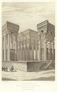 Persépolis, Salão Hipostilo de Xerxes, Perspectiva, restaurada por Ch Chipiez de French School