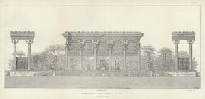 Persépolis, Salão Hipostilo de Xerxes, elevação geométrica, restaurada por Ch Chipiez de French School