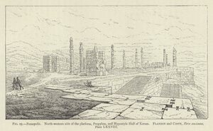 Persépolis, lado noroeste da plataforma, Propileus e Salão Hipostilo de Xerxes de French School