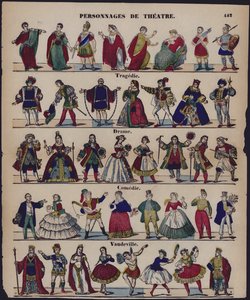 Personnages de theatre (gravura a cores) de French School