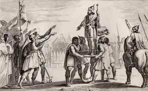 Pharamond, lendário rei da França, de &39;Histoire de France&39; de Colart, publicado em 1840 de French School