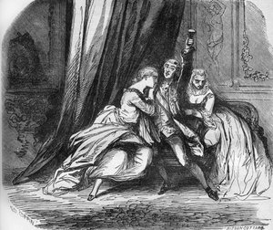 Filipe II Duque de Orleans (o Regente) (1674-1723) e suas duas filhas Marie Louise Elisabeth d