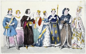 Filipe VI de Valois, Joana de Borgonha, João II do Bem, Joana de Boulogne, Joana de Bourbon, Carlos V do Sábio, Carlos VI, Isabeau (Isabella, Isabel) da Baviera (1371-1435) de French School