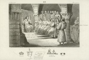 Filipe V da França e os Estados Gerais rejeitam a reivindicação ao trono de Joana II de Navarra, c1317 de French School