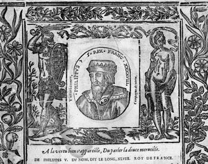 Filipe V, o Longo, retrato gravado num medalhão de French School