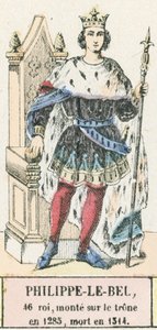Philippe-le-Bel, 46º rei, ascendeu ao trono em 1285, morreu em 1314 (gravura colorida) de French School