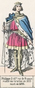 Philippe 3, 45º rei da França, ascendeu ao trono em 1270, morreu em 1285 (gravura colorida) de French School