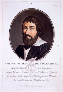 Philippe Villiers, de Isles Adam, de Retratos dos Grandes Homens, Mulheres Ilustres e Assuntos Memoráveis da França, publicado em 1787-92. de French School