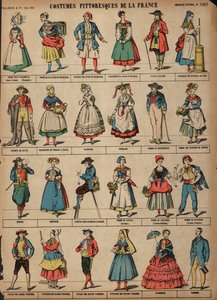 Figurinos pitorescos da França (gravura colorida) de French School