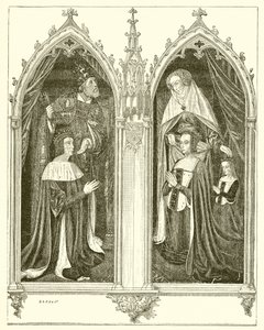 Pierre de Bourbon e Anne de Beaujeu, sua esposa de French School