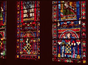 Pierre de Dreux (1190-1250) e seu filho Jean de Bretagne (1237-86) detalham de uma janela de lanceta no transepto sul, c.1217-25 de French School