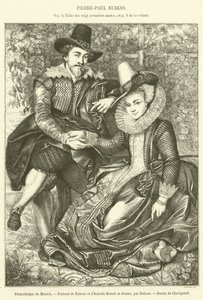 Pinakothek München, Retrato de Rubens e sua esposa Isabelle Brandt (gravura) de French School