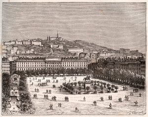 Place Bellecour ou Place Louis-le-Grand - la plus grande place de Lyon - gravura em "La France illustree: geography, history, statistical administration" de V.-A. Malt-Brown. 1884 de French School