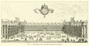 Place Royale em 1645; fac-símile de uma gravura de Sylvestre de French School