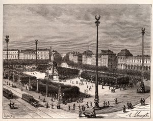 Place de la Republique em Paris - gravura em "La France illustree: geography, history, administration statistique" de V.A. Malt-Brown. 1884 de French School