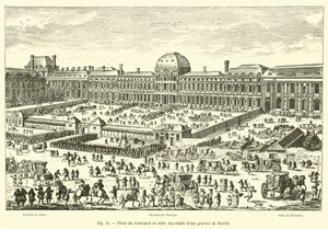Place du Carrousel em 1680, fac-símile de uma gravura de Perelle de French School