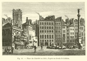 Place du Châtelet em 1818; dapres um desenho de Goblain de French School