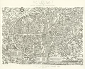 Mapa, de, paris, sob, a, regne, de, Henry, ii, por, olivier, Truschet, e, germain, Hoyau