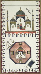 Plano da Mesquita Al-Aqsa e do Qubbat Al-Sakhra (Cúpula da Rocha), depois de um manuscrito árabe do século XVIII de French School