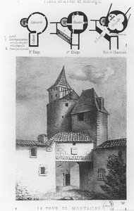 Plano do Tour de Montaigne, em Saint-Michel-de-Montaigne (litho) de French School