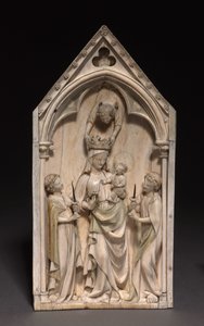 Placa: A Virgem e o Menino com Anjos, Paris, c.1320-1330 de French School