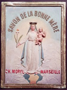 Placa publicitária Sabão da Boa Mãe, 1880 (gesso) de French School