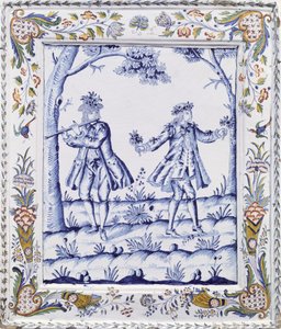 Placa representando uma cena de The Magic Flute (faiança) de French School