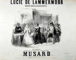 Playbill para a ópera Lucie de Lammermoor, de Gaetano Donizetti (1797-1848) Impresso pela Bertauts de French School