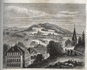 Plombieres-les-Bains (Plombieres les Bains) thermal resort of Vosges - gravura em "La France illustree: geography, history, statistical administration" de V.A. Malt-Brown. 1884 de French School