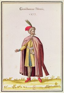 Nobre polonês, 1577 (gravura a cores) de French School