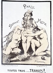 Desenho animado político "Os três... traídos!" de French School