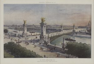 Ponte Alexandre III, Exposição Universal de 1900, Paris (cor litho) de French School