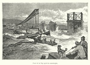 Ponte Tay após o desastre (gravura) de French School