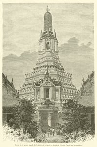 Porta do grande pagode de Wat-Chan, em Banguecoque (gravura) de French School