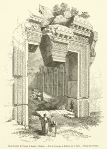 Porta de entrada para o Templo de Júpiter, Balbek (gravura) de French School