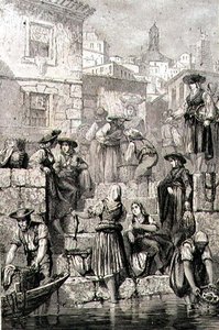 Pescadores do Porto na década de 1860 (gravura) de French School